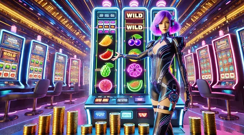 Antarmuka slot mobile dengan panel reel dan kontrol permainan